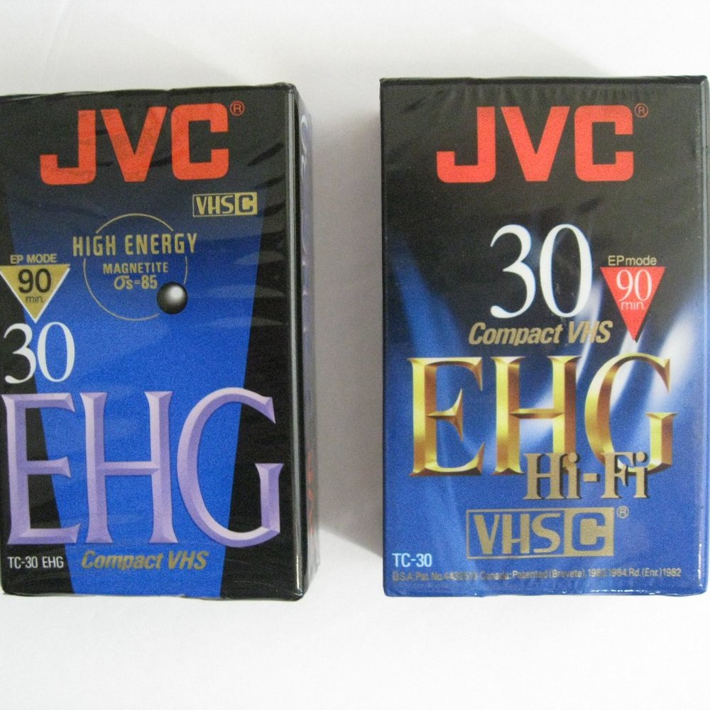 JVC TC-30 EHGB Hi Fi VHS-C 30 Minute Camcorder Tapes New/Sealed Plastic Lot of 2